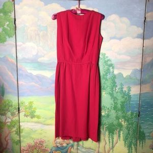 Vintage 1960s flamingo pink wiggle dress Jeanette of California cute bows SZ M